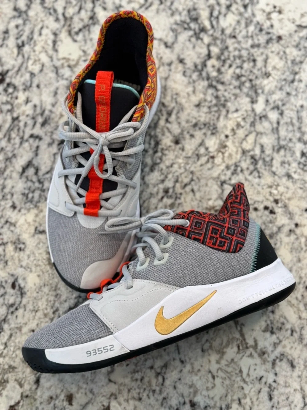 Nike PG Basketball Sneakers Men’s 9.5 Gray Orange Multicolor Athletic Shoes